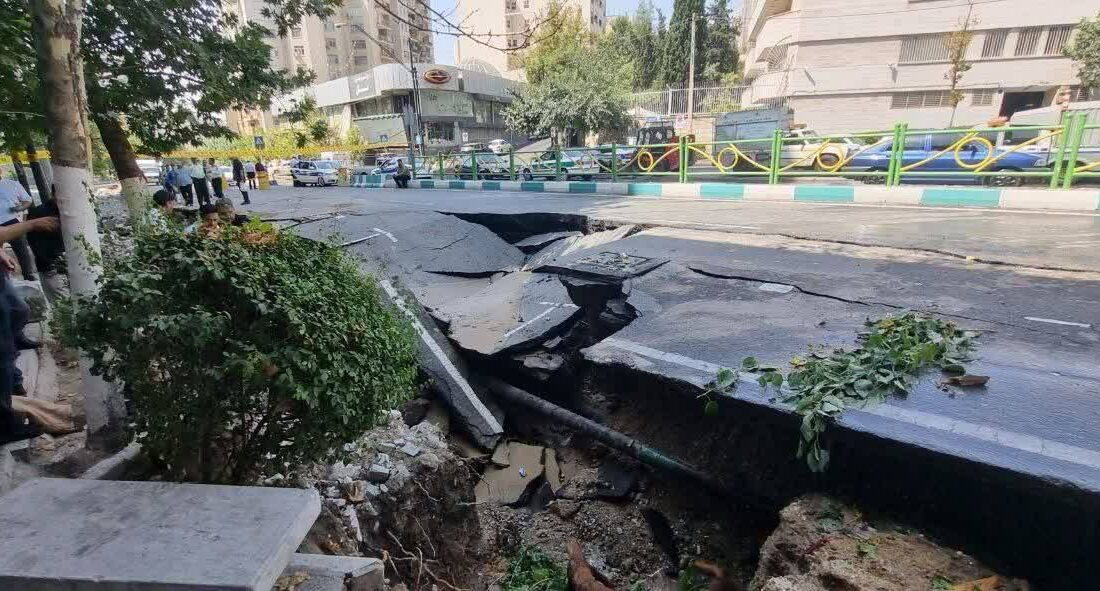 حادثه خرابی خیابان ولیعصر نزدیک میدان ونک، تهران